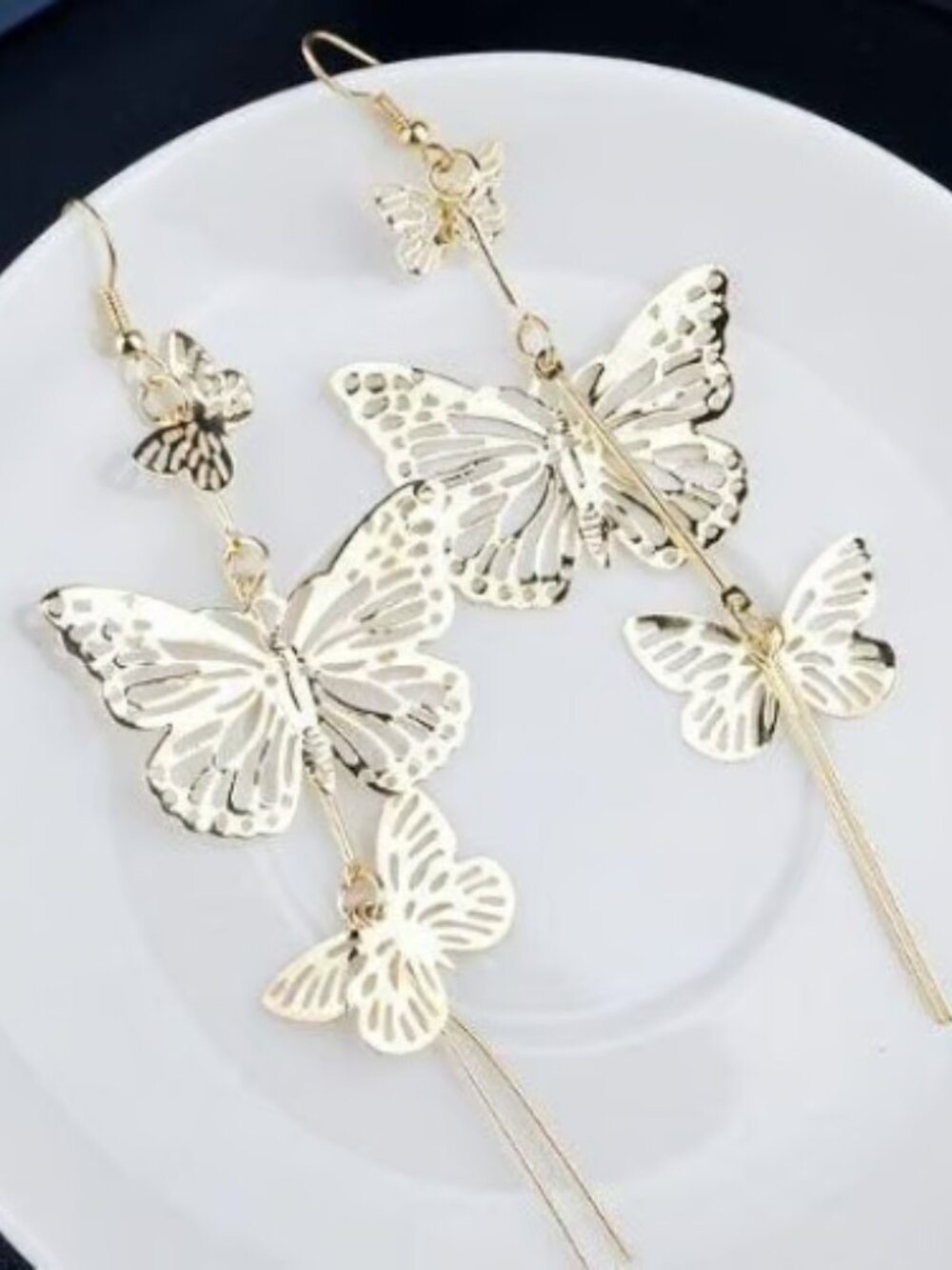 Silver Butterfly Dangle Earrings